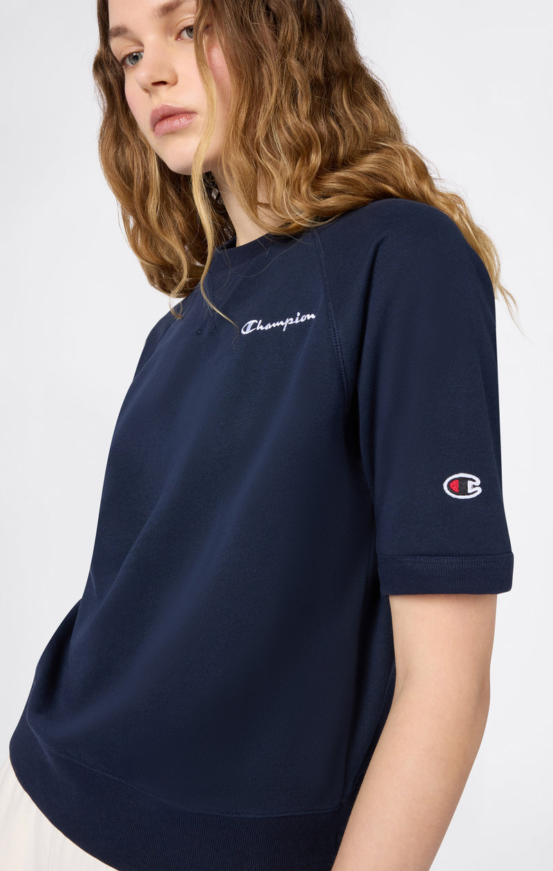 Felpa Leggera Girocollo a Maniche Corte da Donna Icons