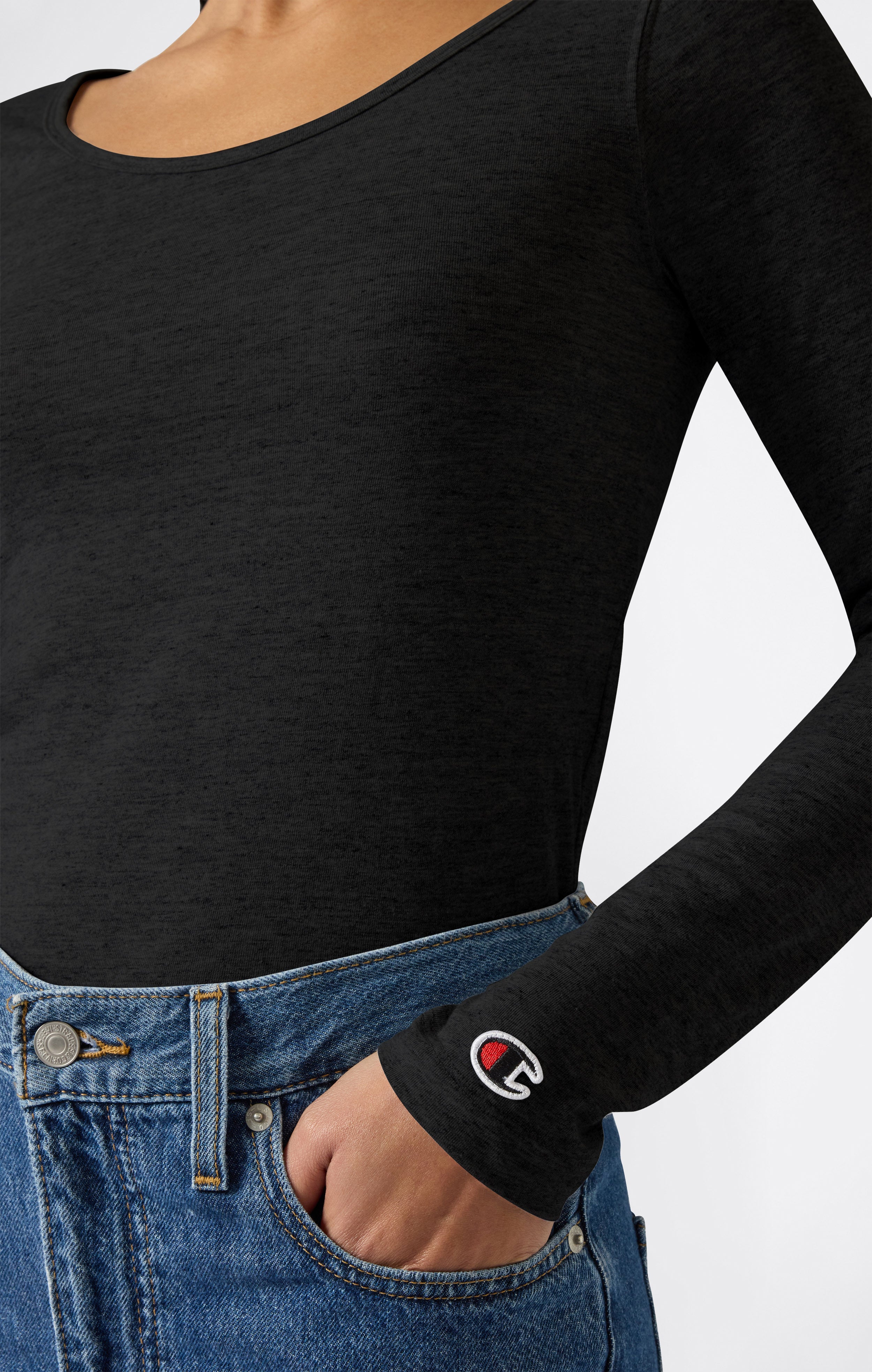 Damen Langarm-T-Shirt mit Rundhalsausschnitt