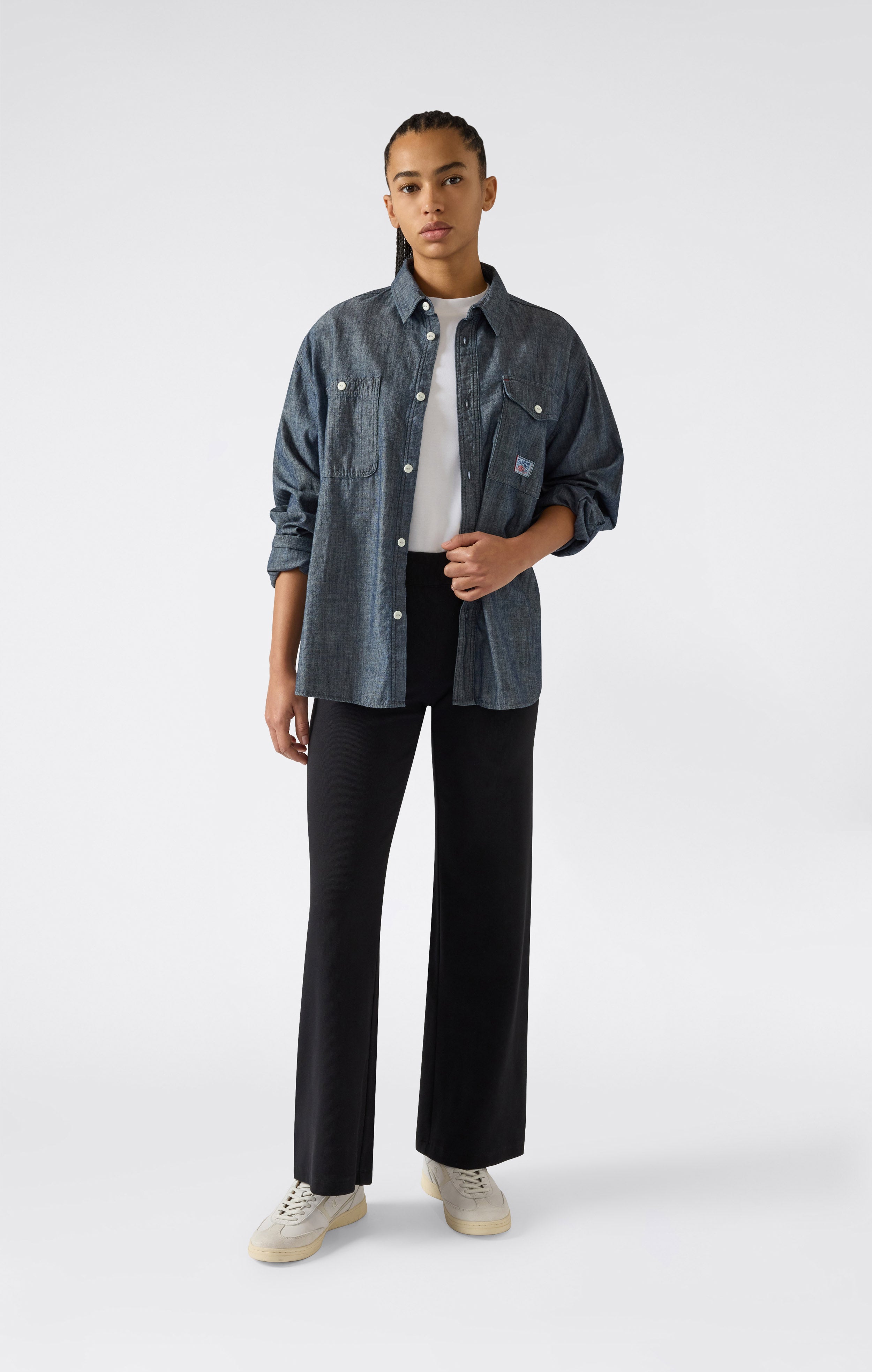 Damen Leichte Wide-Leg-Hose aus Rippstoff Icons