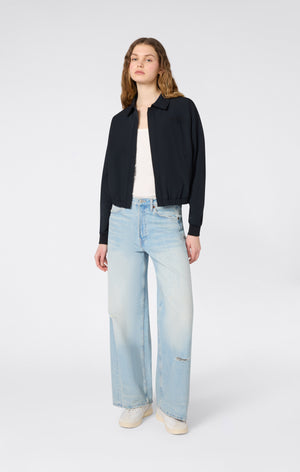 Chaqueta Bomber con Cremallera Completa para Mujer