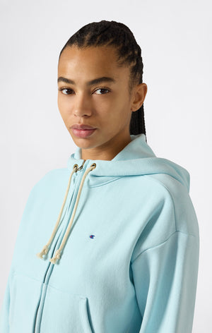 Sweat à Capuche Léger avec Zip Intégral Reverse Weave pour Femme