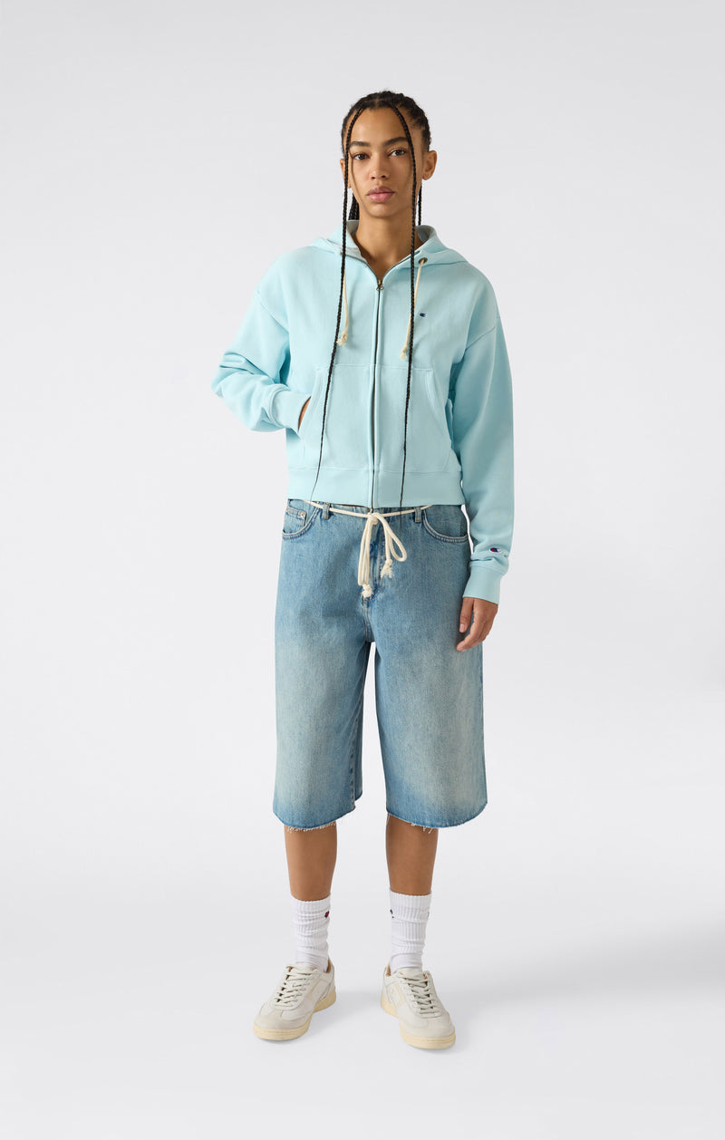 Sweat à Capuche Léger avec Zip Intégral Reverse Weave pour Femme
