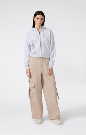 Felpa con Cappuccio Leggera con Zip Intera Reverse Weave da Donna