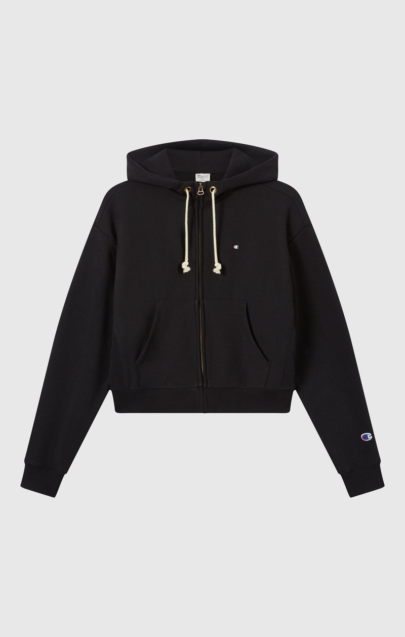 Felpa con Cappuccio Leggera con Zip Intera Reverse Weave da Donna