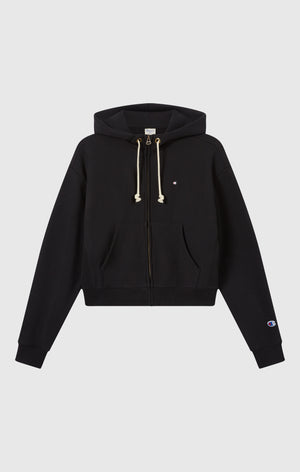 Felpa con Cappuccio Leggera con Zip Intera Reverse Weave da Donna