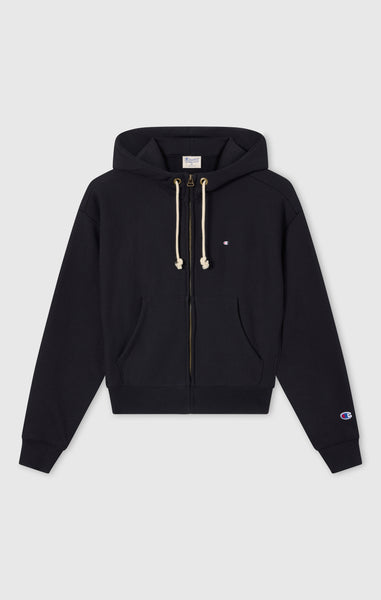 Felpa con Cappuccio Leggera con Zip Intera Reverse Weave da Donna