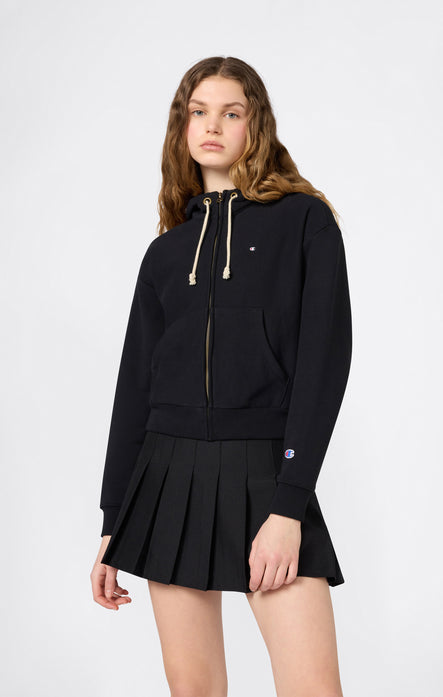 Felpa con Cappuccio Leggera con Zip Intera Reverse Weave da Donna