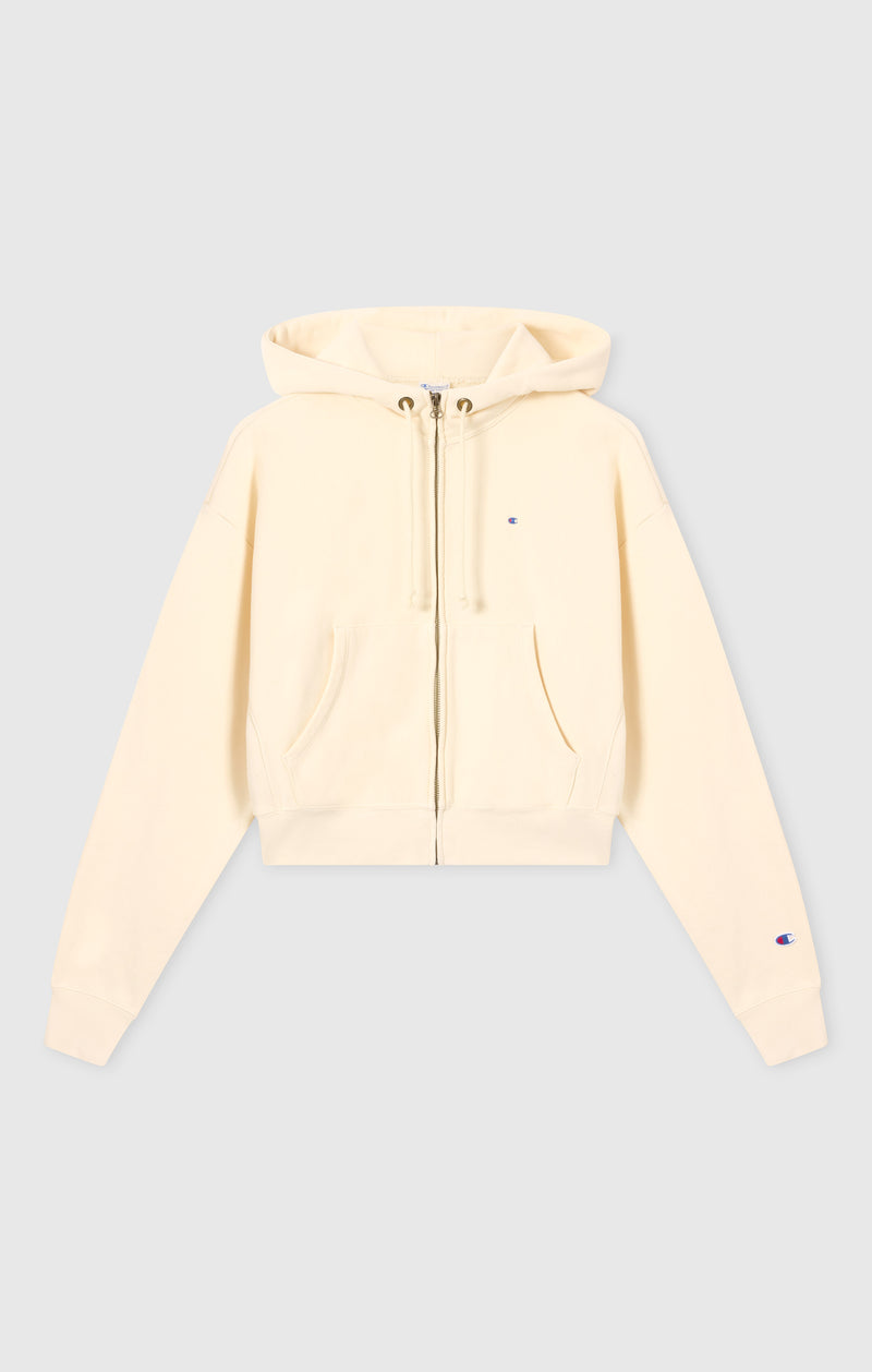 Felpa con Cappuccio Leggera con Zip Intera Reverse Weave da Donna