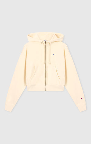 Felpa con Cappuccio Leggera con Zip Intera Reverse Weave da Donna