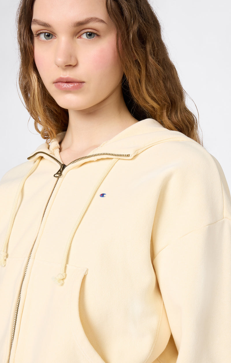 Felpa con Cappuccio Leggera con Zip Intera Reverse Weave da Donna