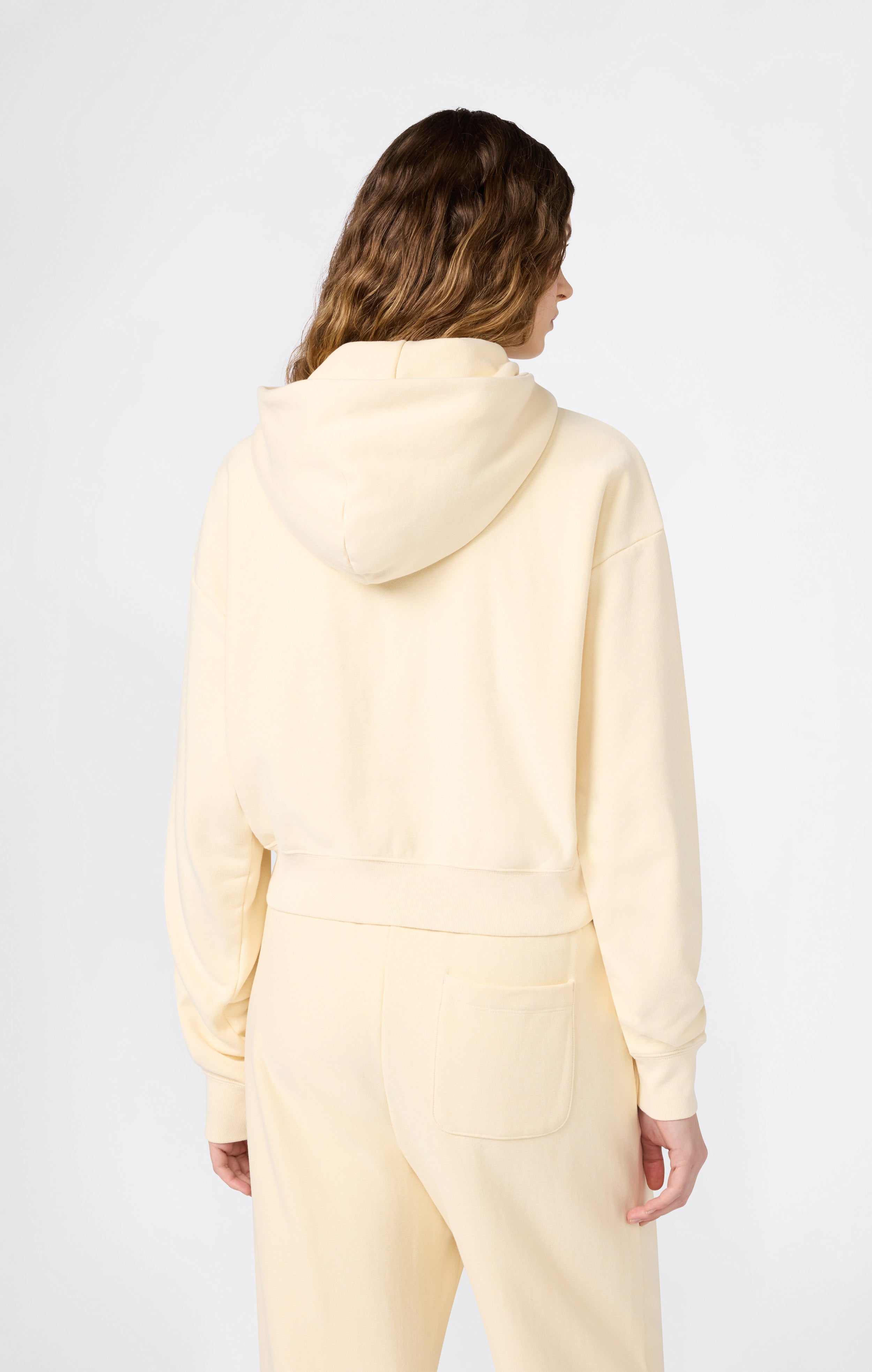Felpa con Cappuccio Leggera con Zip Intera Reverse Weave da Donna
