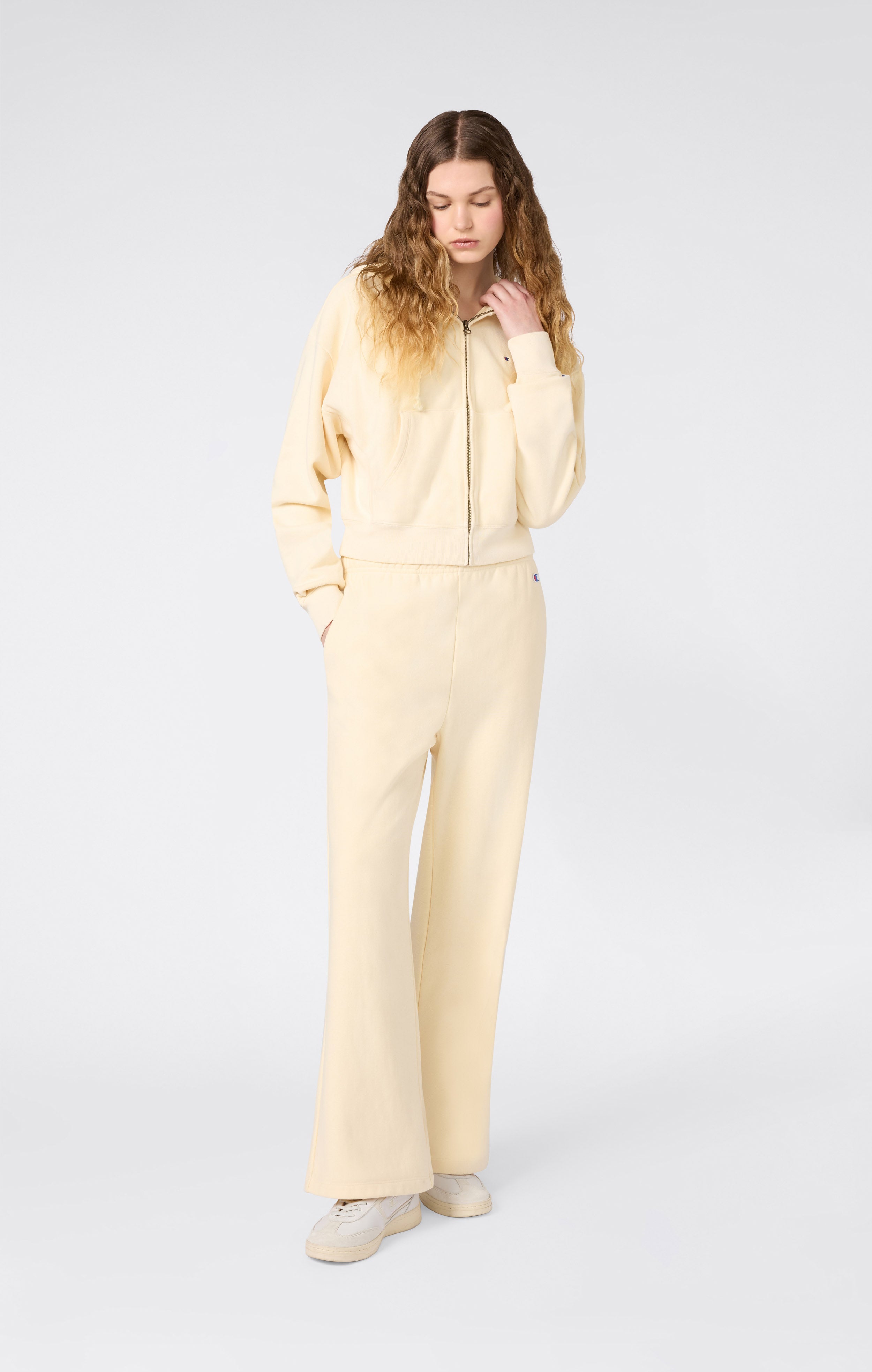 Felpa con Cappuccio Leggera con Zip Intera Reverse Weave da Donna