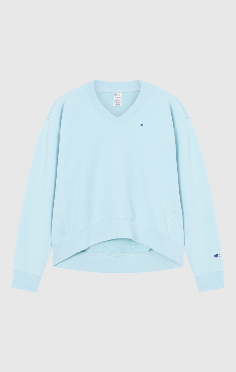 Damen Leichtes Reverse Weave Sweatshirt mit V-Ausschnitt