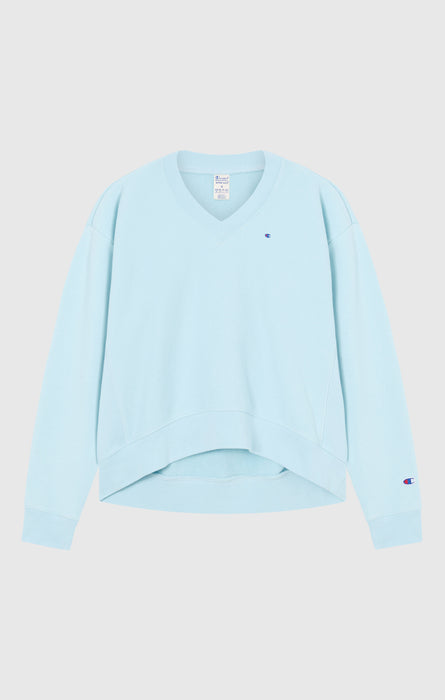 Damen Leichtes Reverse Weave Sweatshirt mit V-Ausschnitt