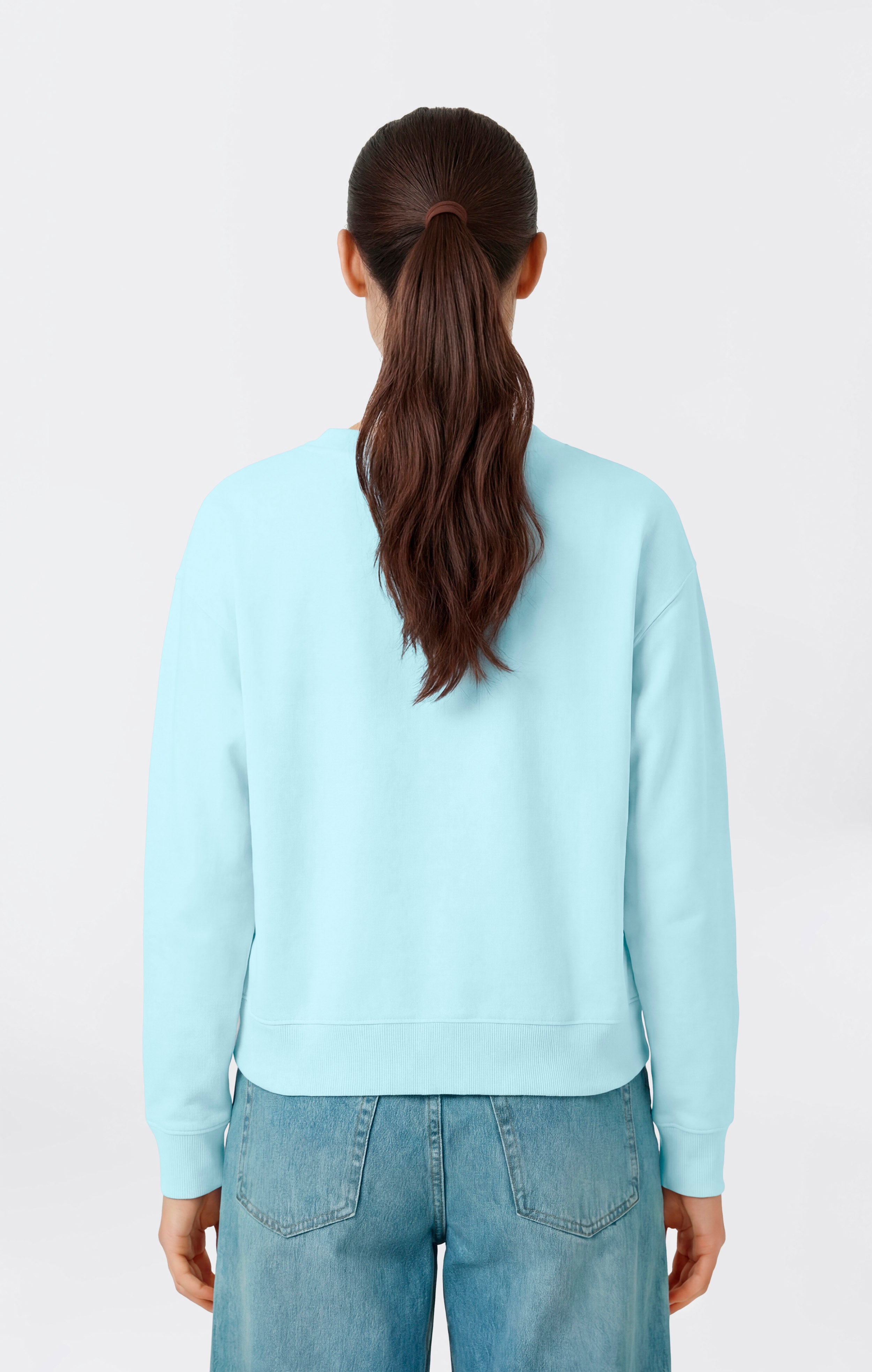 Damen Leichtes Reverse Weave Sweatshirt mit V-Ausschnitt