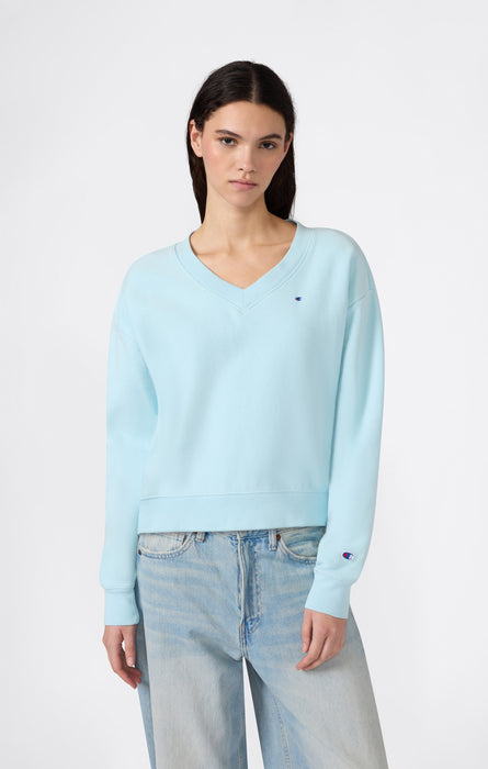 Women’s Lightweight Reverse Weave V-Neck Sweatshirt