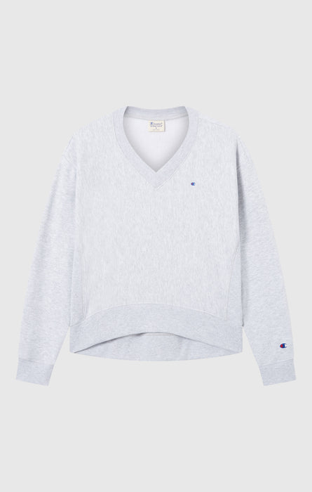 Damen Leichtes Reverse Weave Sweatshirt mit V-Ausschnitt