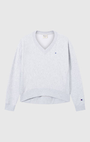 Felpa Leggera con Scollo a V Reverse Weave da Donna