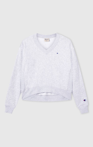 Damen Leichtes Reverse Weave Sweatshirt mit V-Ausschnitt