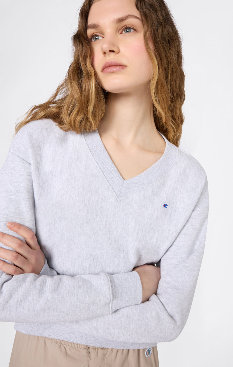 Women’s Lightweight Reverse Weave V-Neck Sweatshirt