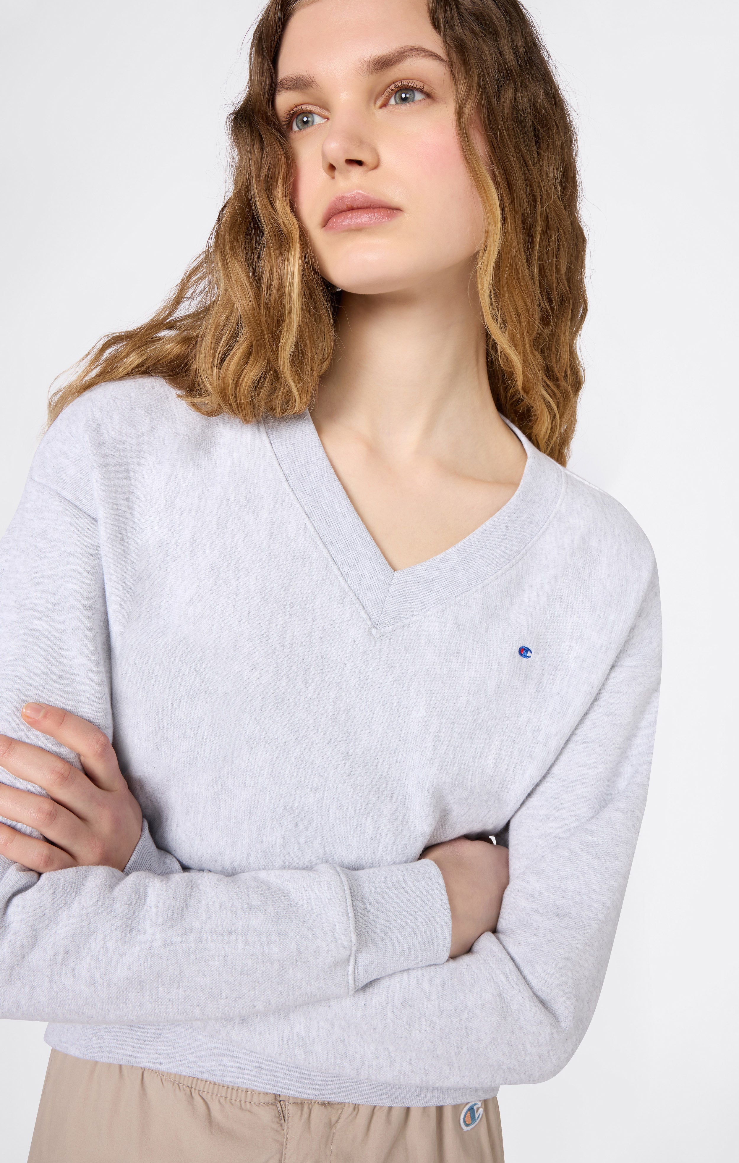 Women’s Lightweight Reverse Weave V-Neck Sweatshirt