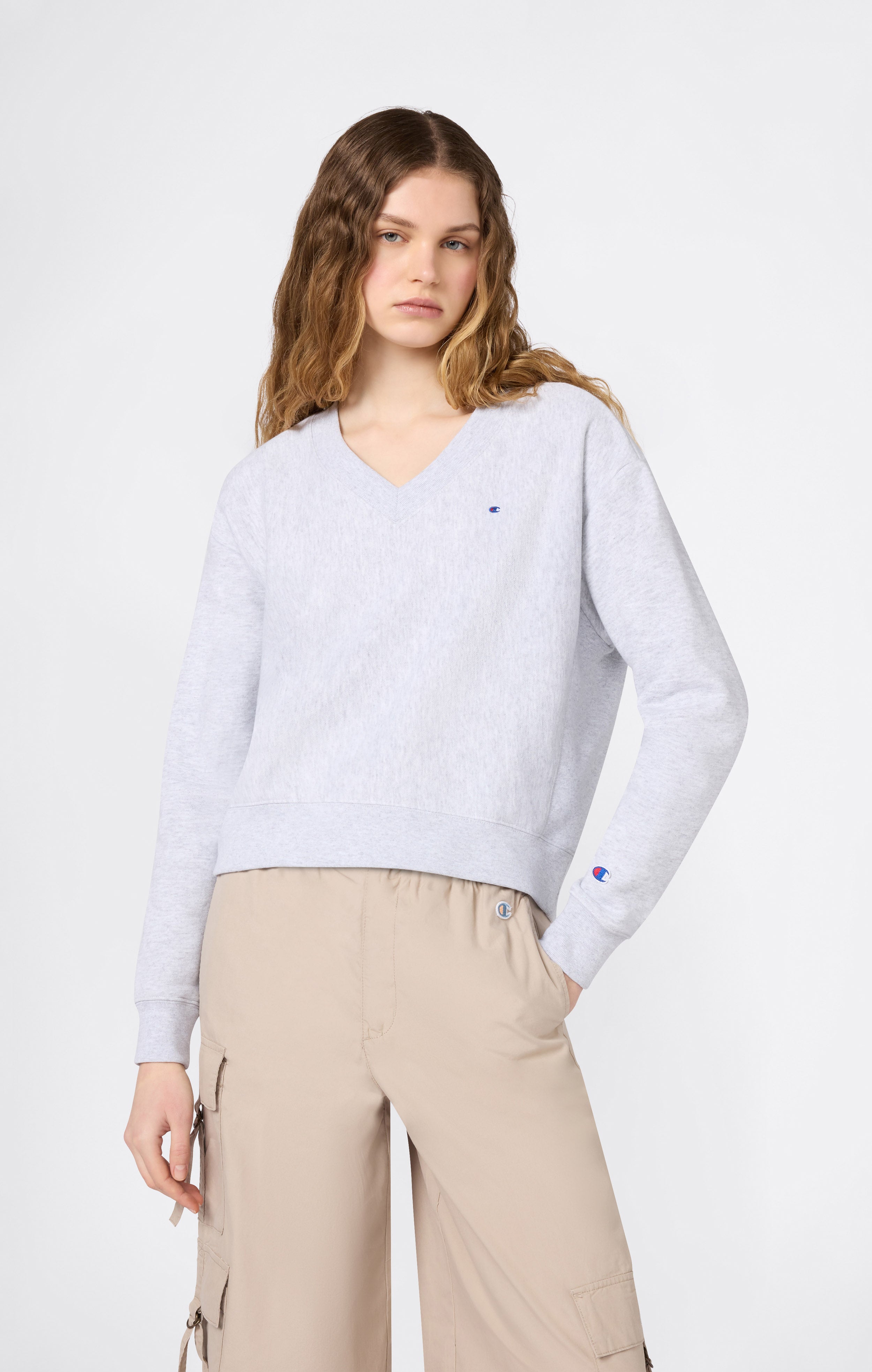 Women’s Lightweight Reverse Weave V-Neck Sweatshirt