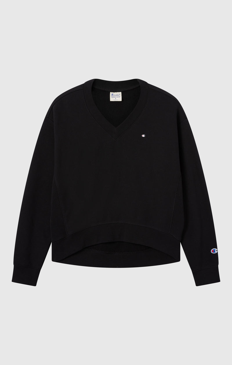 Felpa Leggera con Scollo a V Reverse Weave da Donna