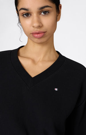 Felpa Leggera con Scollo a V Reverse Weave da Donna