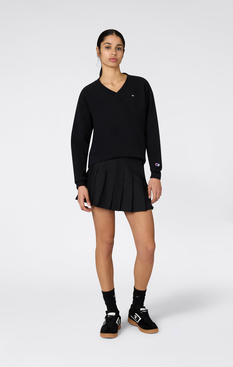 Felpa Leggera con Scollo a V Reverse Weave da Donna