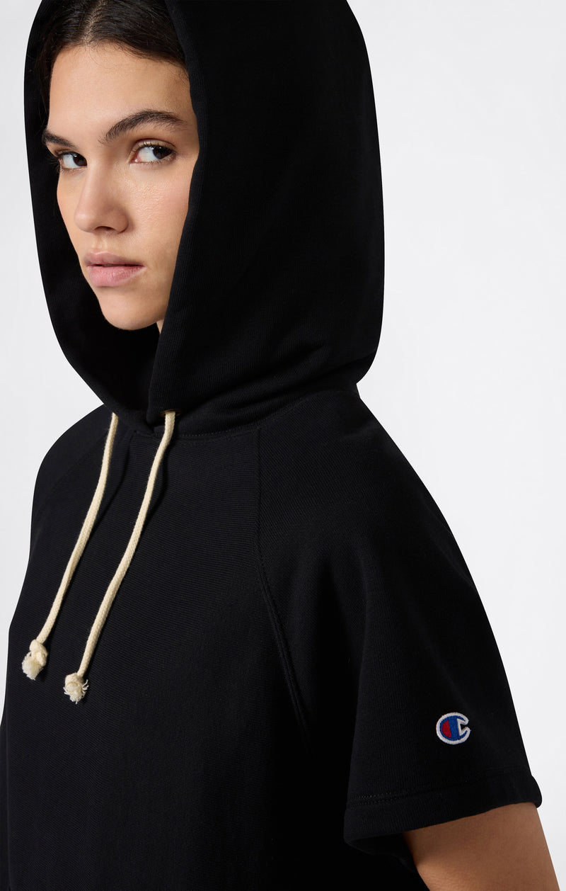 Felpa Leggera Smanicata con Cappuccio Reverse Weave da Donna