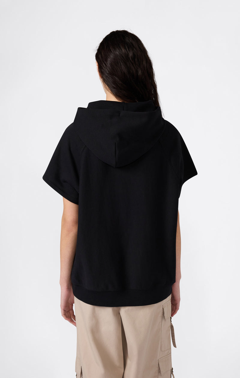 Felpa Leggera Smanicata con Cappuccio Reverse Weave da Donna