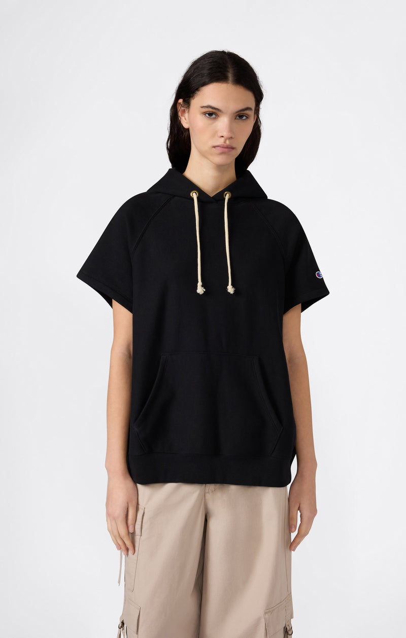 Felpa Leggera Smanicata con Cappuccio Reverse Weave da Donna