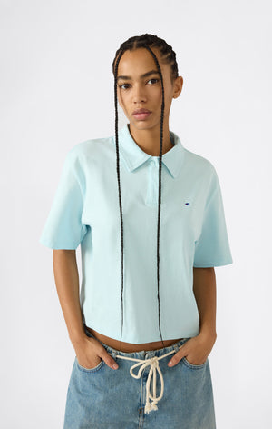 Women’s Cropped Cotton Jersey Polo Shirt
