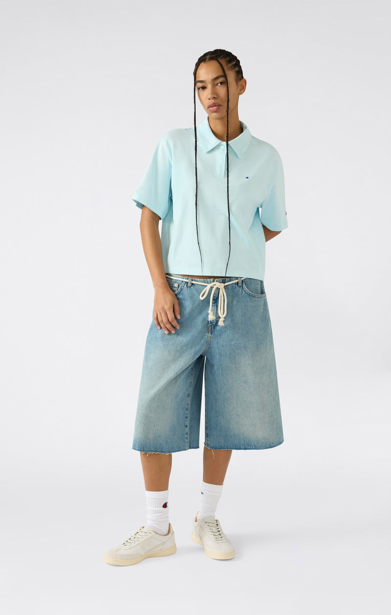 Women’s Cropped Cotton Jersey Polo Shirt
