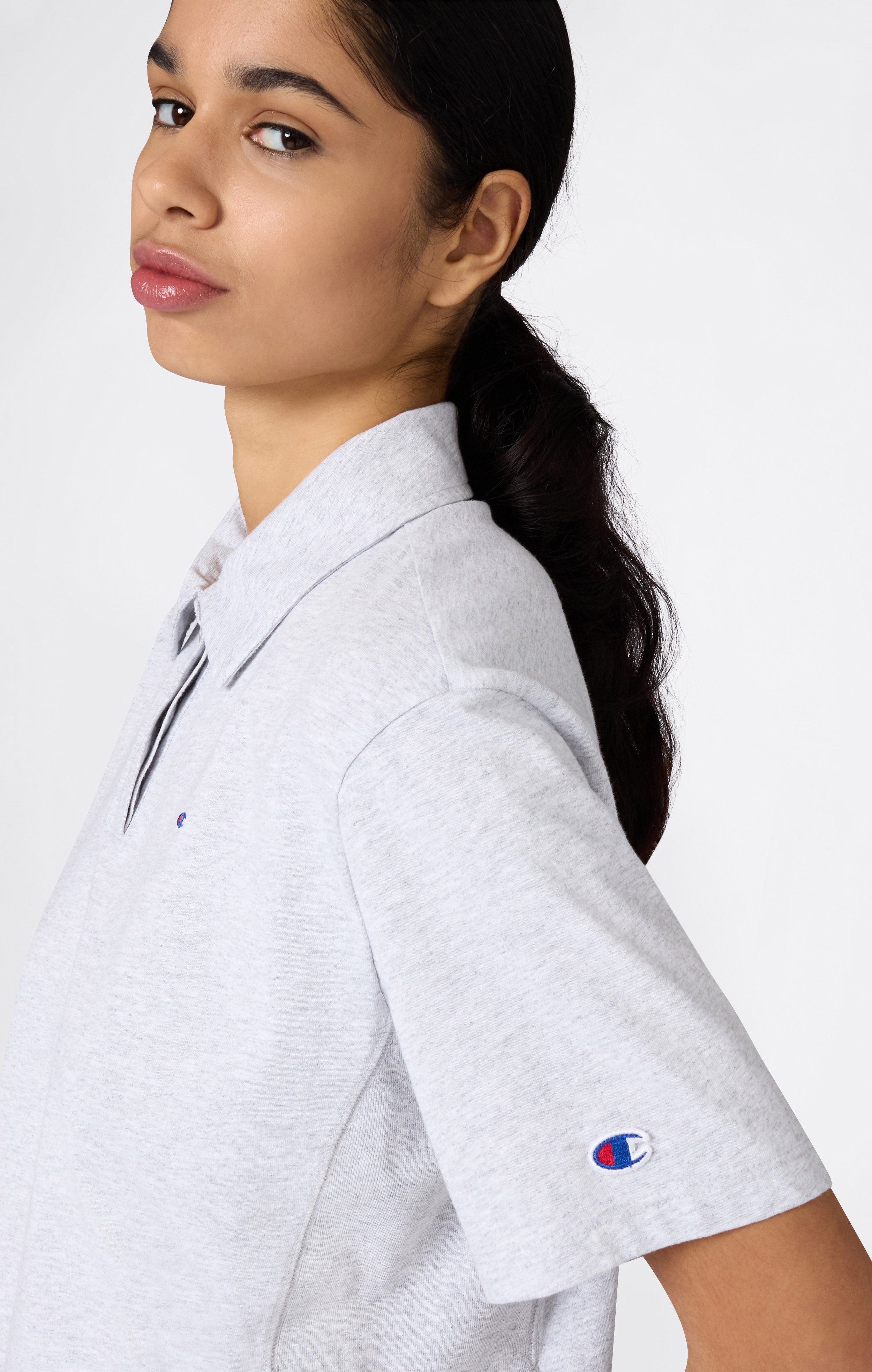 Women’s Cropped Cotton Jersey Polo Shirt