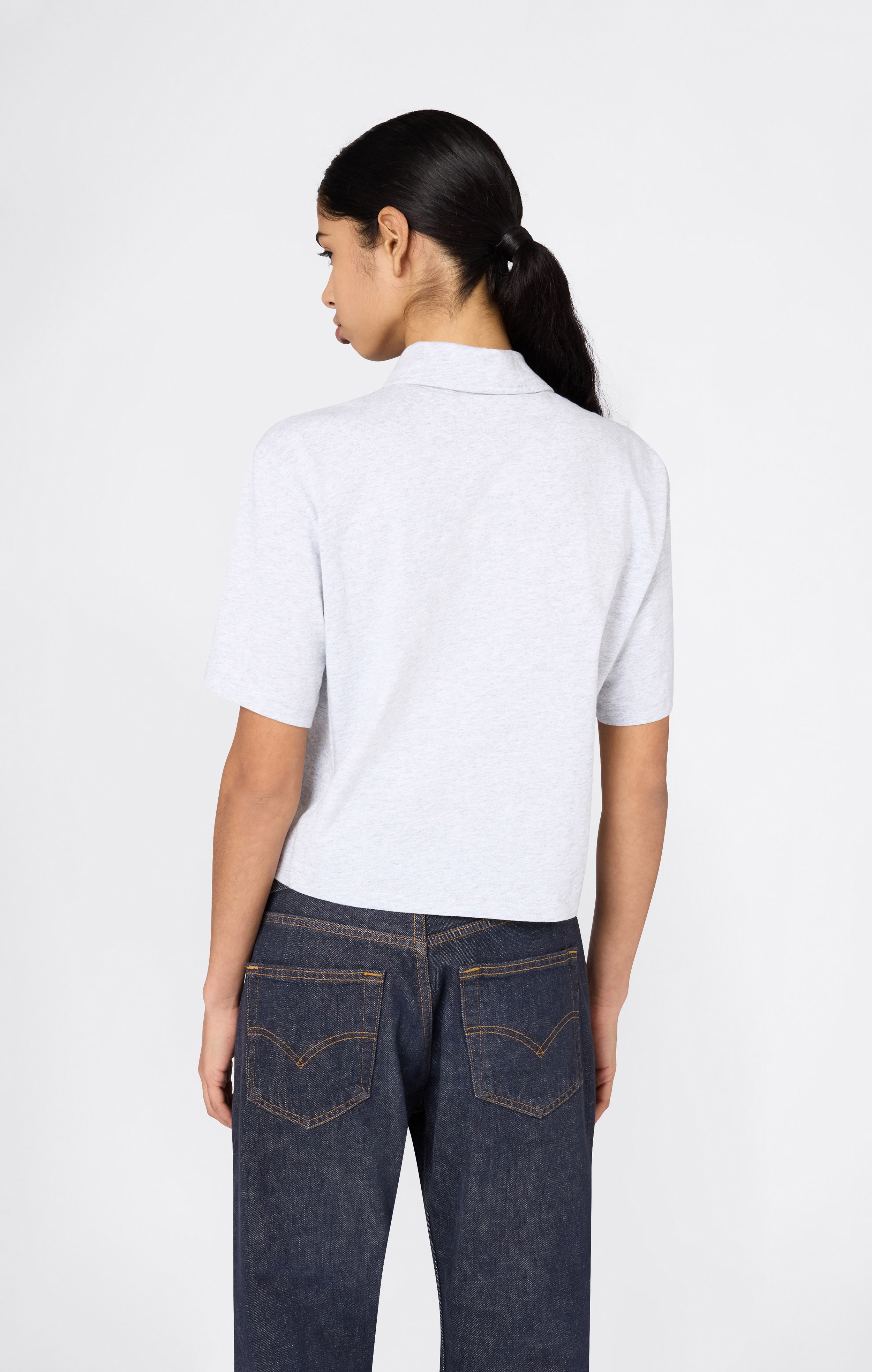 Women’s Cropped Cotton Jersey Polo Shirt