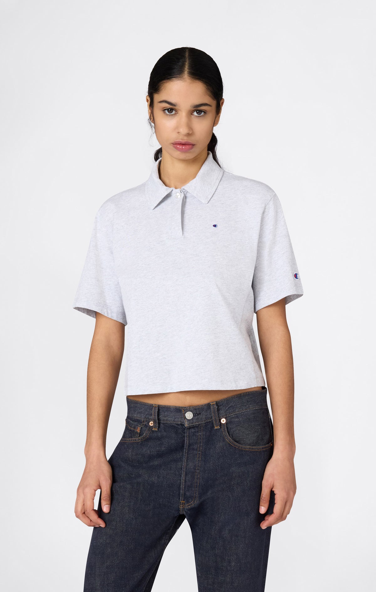 Women’s Cropped Cotton Jersey Polo Shirt