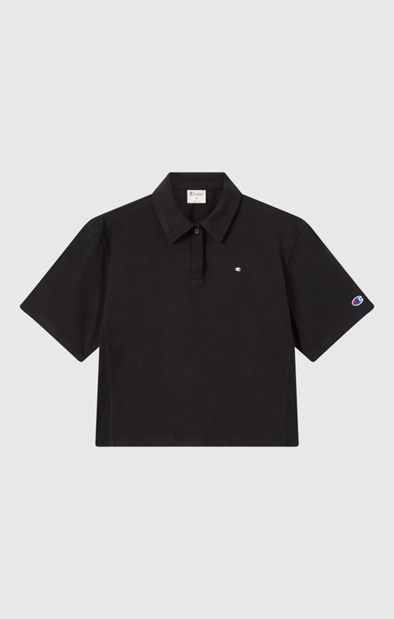 Damen Cropped Polo aus Baumwolljersey