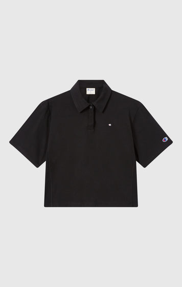 Women’s Cropped Cotton Jersey Polo Shirt
