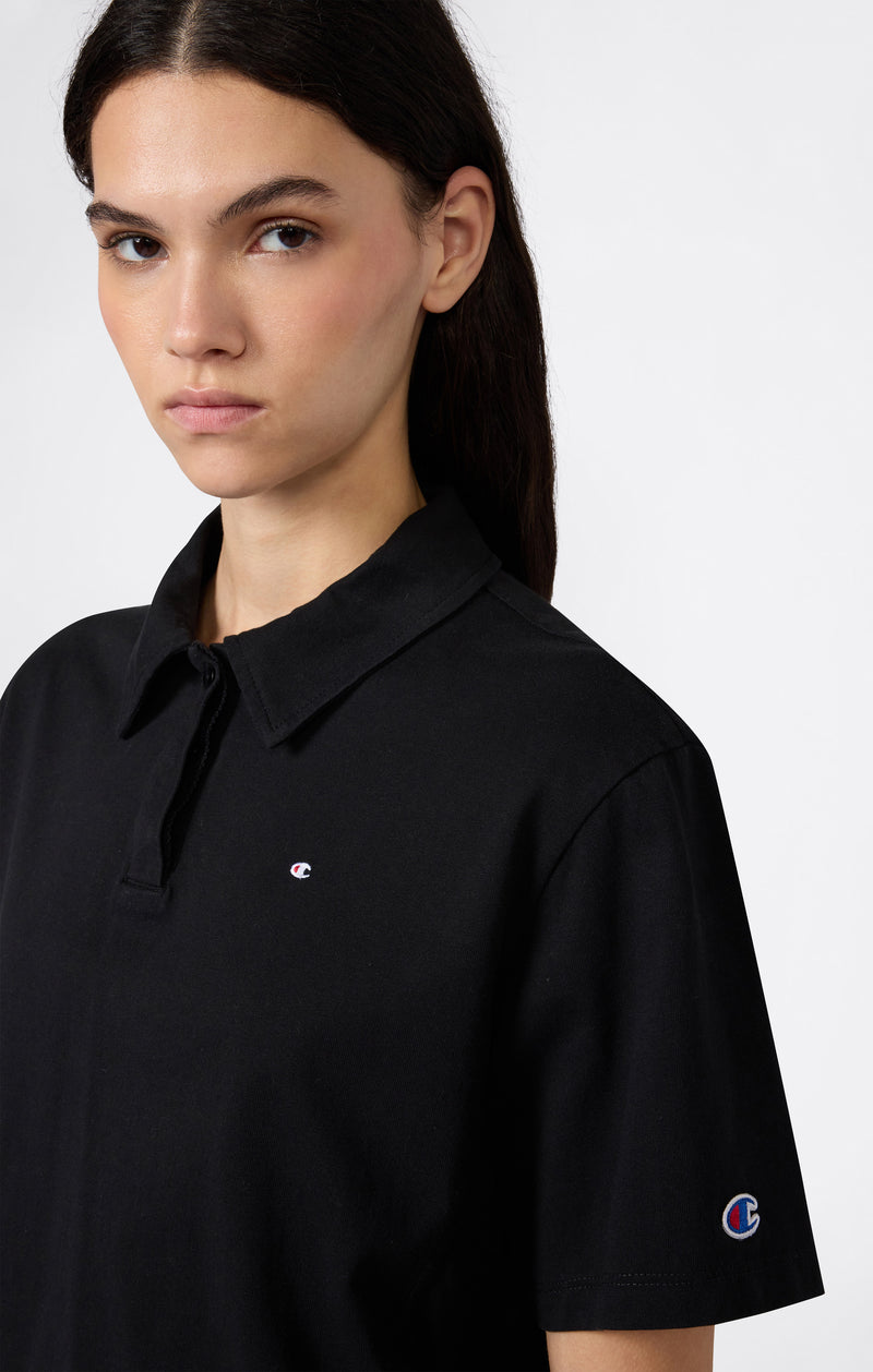 Women’s Cropped Cotton Jersey Polo Shirt