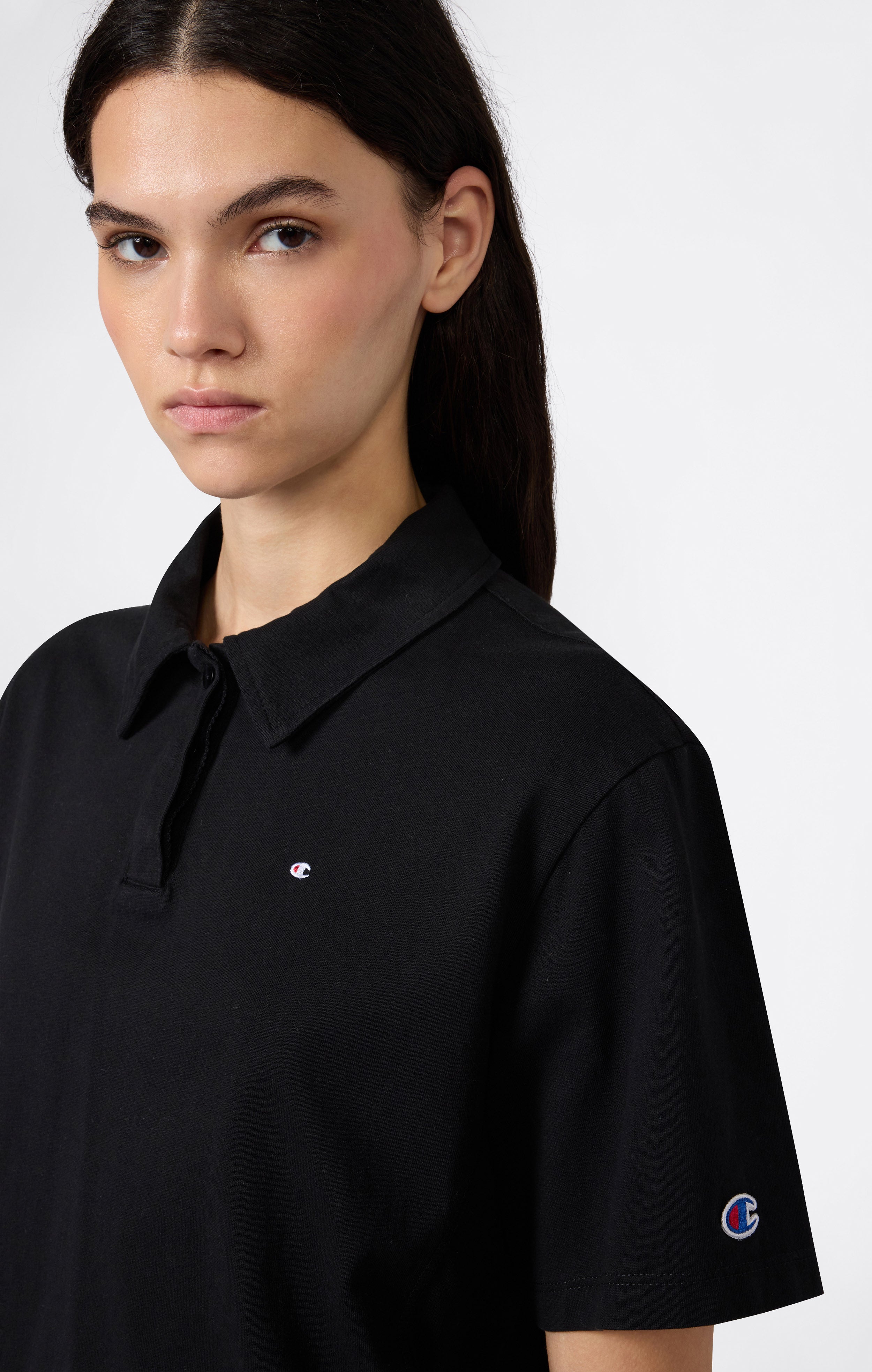 Women’s Cropped Cotton Jersey Polo Shirt