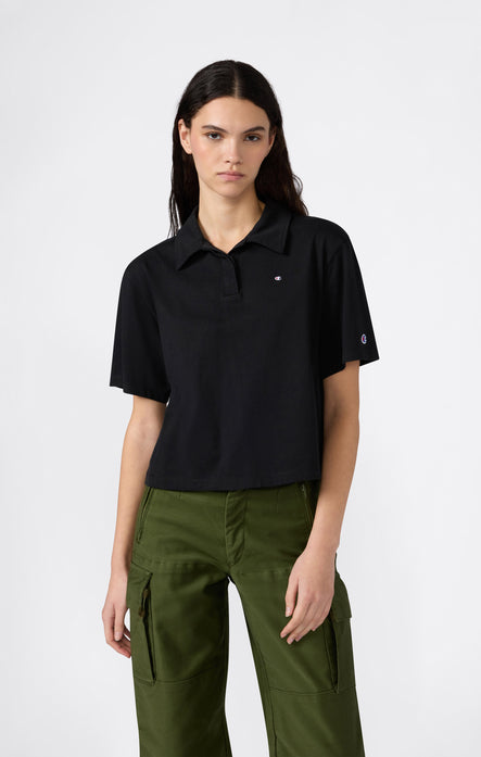 Women’s Cropped Cotton Jersey Polo Shirt