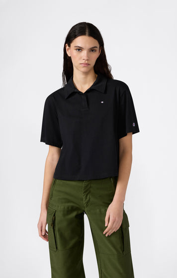 Women’s Cropped Cotton Jersey Polo Shirt