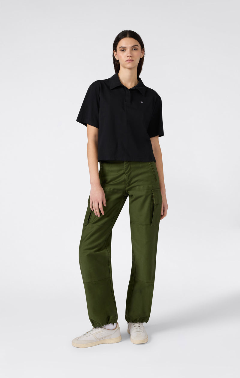 Women’s Cropped Cotton Jersey Polo Shirt