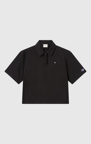 Women’s Cropped Cotton Jersey Polo Shirt