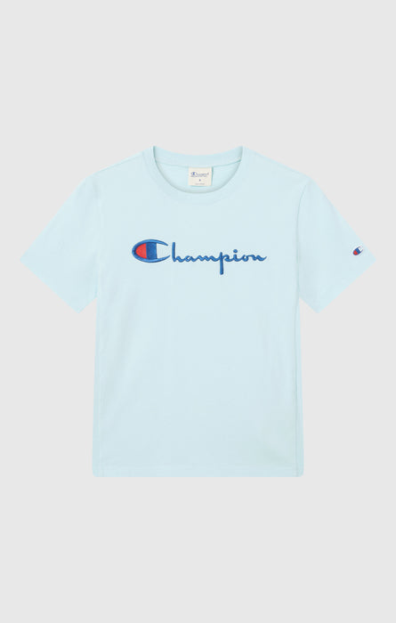 Damen Reverse Weave T-Shirt mit Rundhalsausschnitt und gesticktem Logo