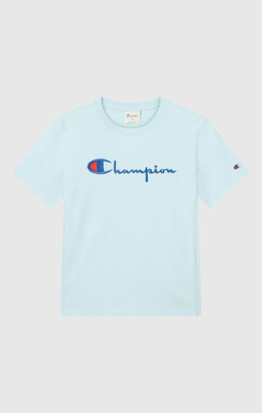 Women’s Reverse Weave Crewneck T-Shirt with Embroidered Logo