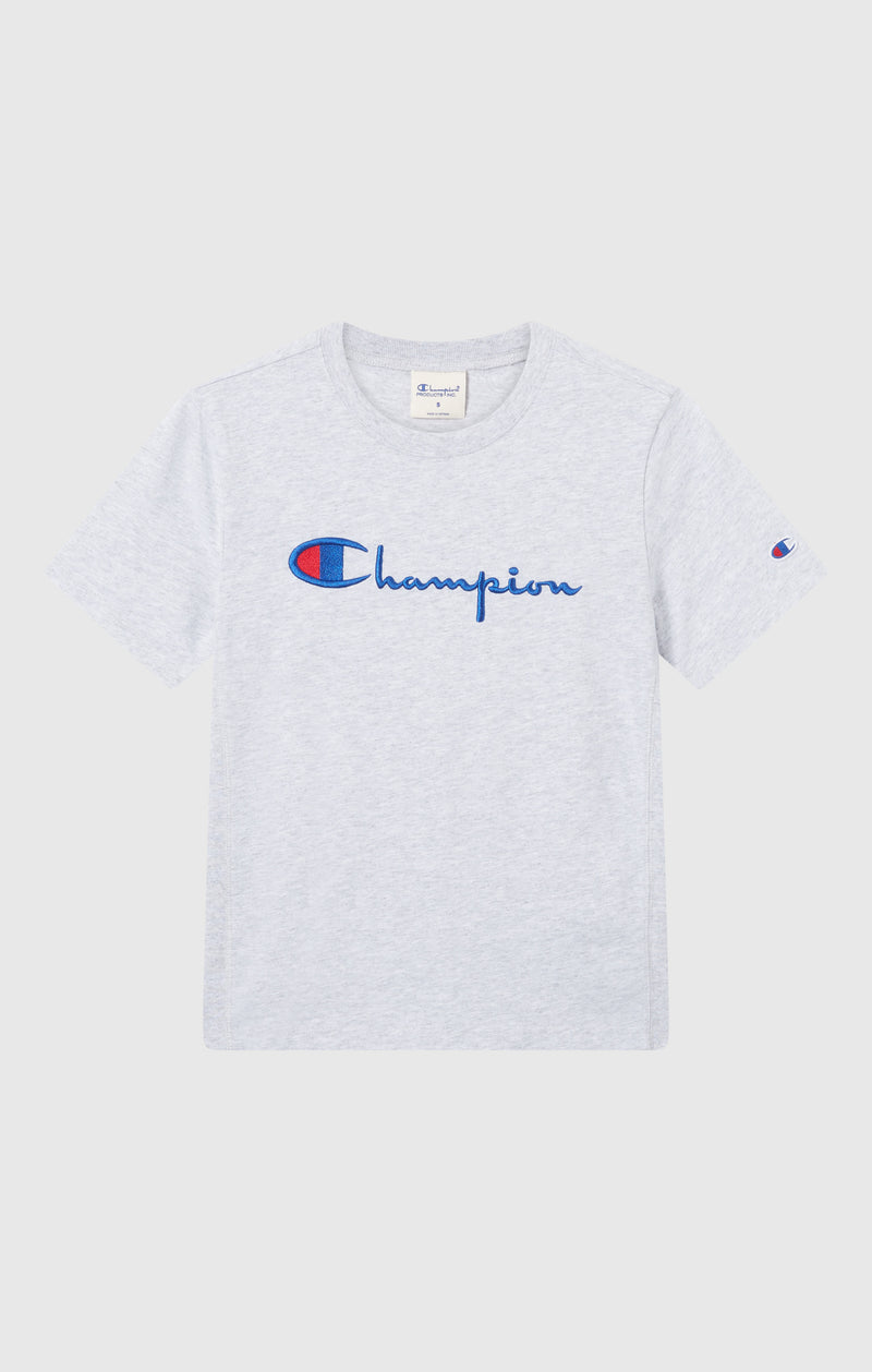 Damen Reverse Weave T-Shirt mit Rundhalsausschnitt und gesticktem Logo