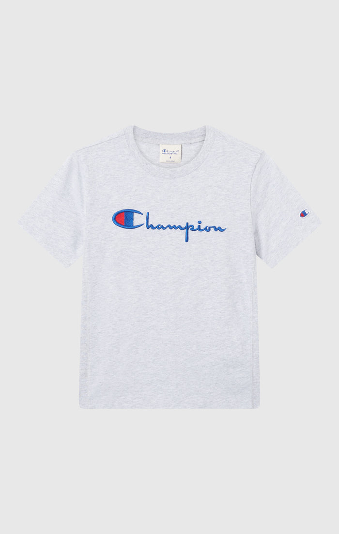 Women’s Reverse Weave Crewneck T-Shirt with Embroidered Logo