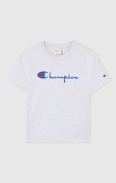 Women’s Reverse Weave Crewneck T-Shirt with Embroidered Logo